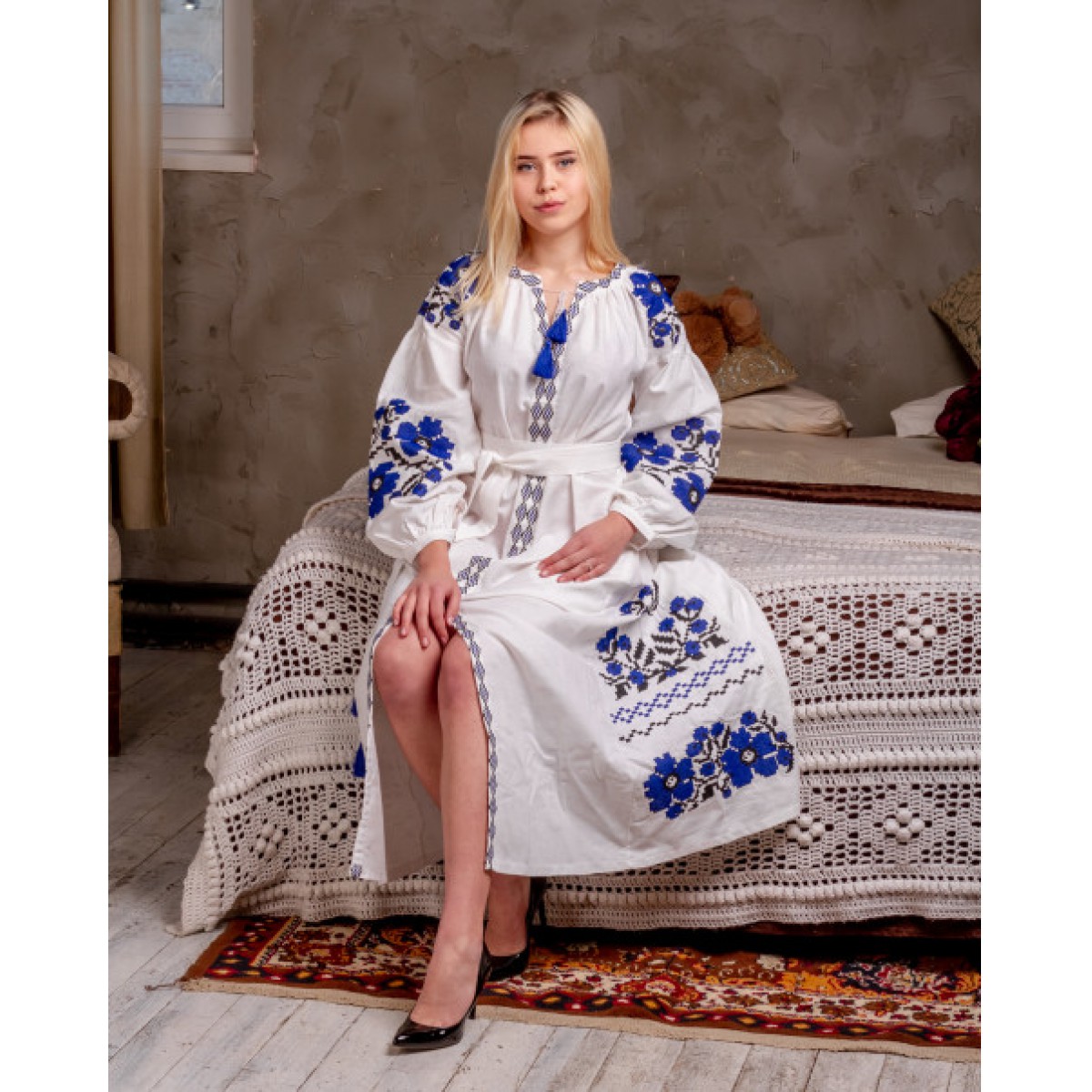 White traditional embroidered Ukrainian dress for Girls, Girl good peasant vyshyvanka dress, Ukrainian linen shirt kids, Yellow kids vyshyvanka